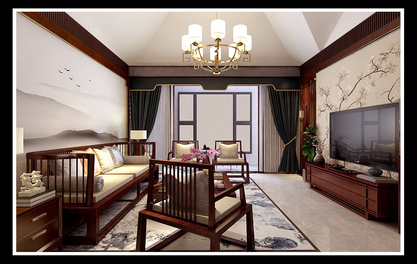 新中式风格发布时间:2021-06-21 21:26 面积:201㎡ 装修预算:45万